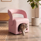 Multifunctional Pet-Friendly Accent Chair With Hidden Cat Nook and Casters