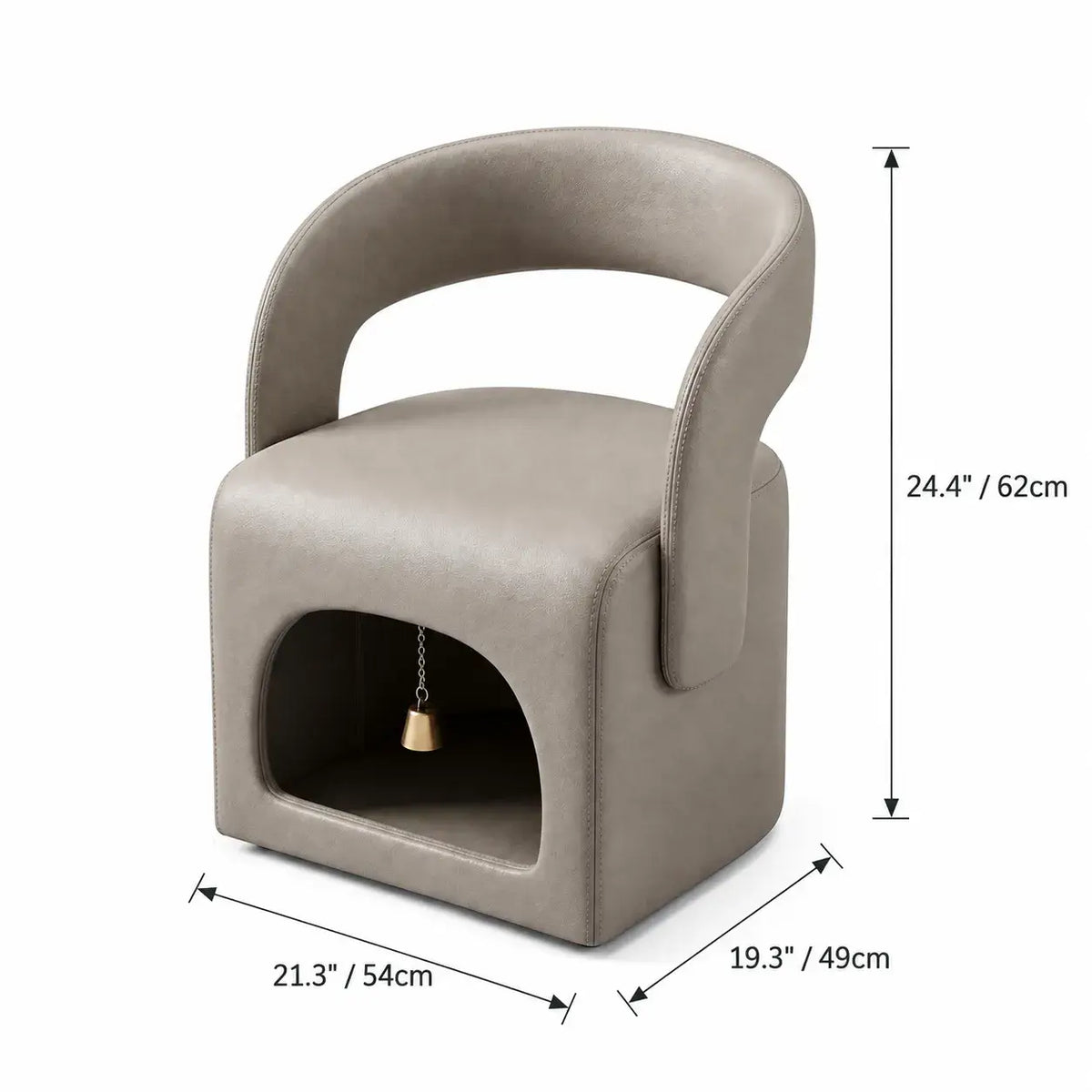 Multifunctional Pet-Friendly Accent Chair With Hidden Cat Nook and Casters Dimensions