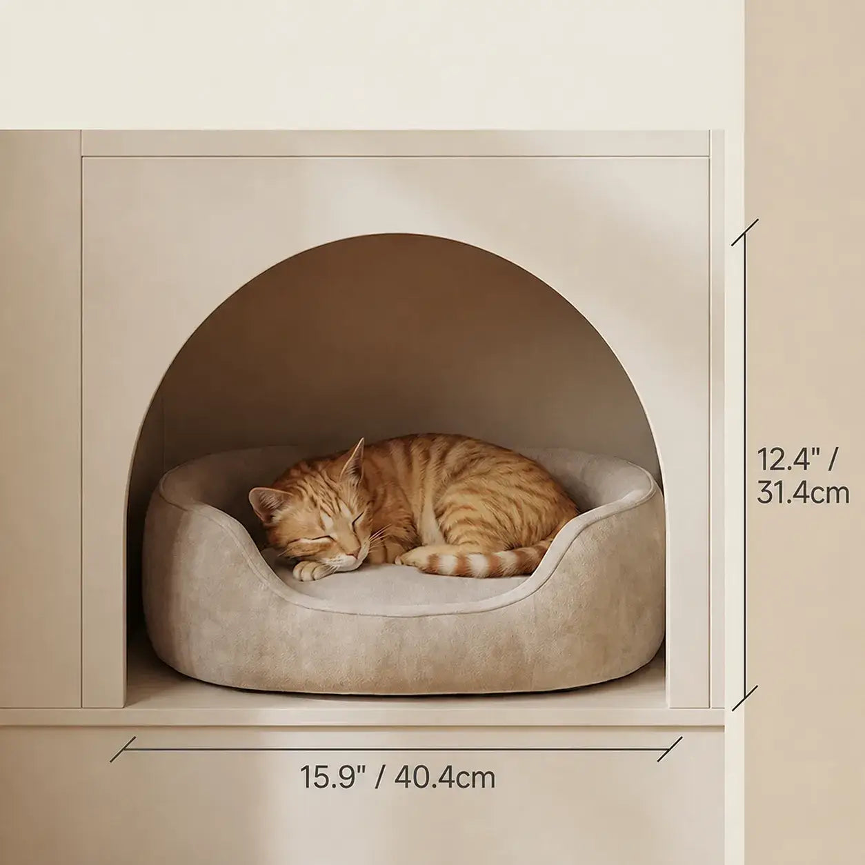 Multifunctional Pet-Friendly Cabinet With Vertical Storage and Cream Wood Detail