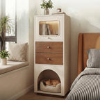 Multifunctional Pet-Friendly Cabinet With Vertical Storage and Cream Wood Detail Main Product Image