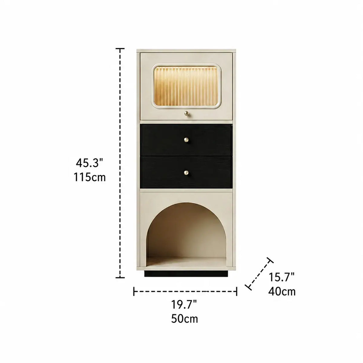 Multifunctional Pet-Friendly Cabinet With Vertical Storage and Cream Wood Detail