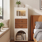 Multifunctional Pet-Friendly Cabinet With Vertical Storage and Cream Wood Detail