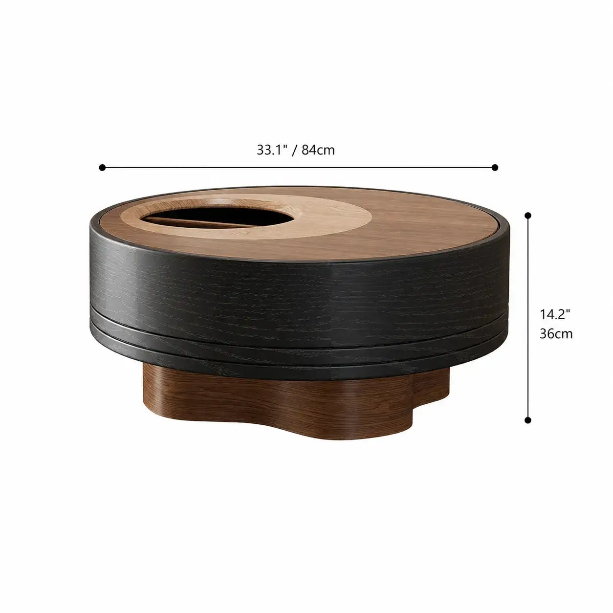Multifunctional Pet-Friendly Coffee Table and Side Table Set, Sculptural Walnut Round Nesting Design