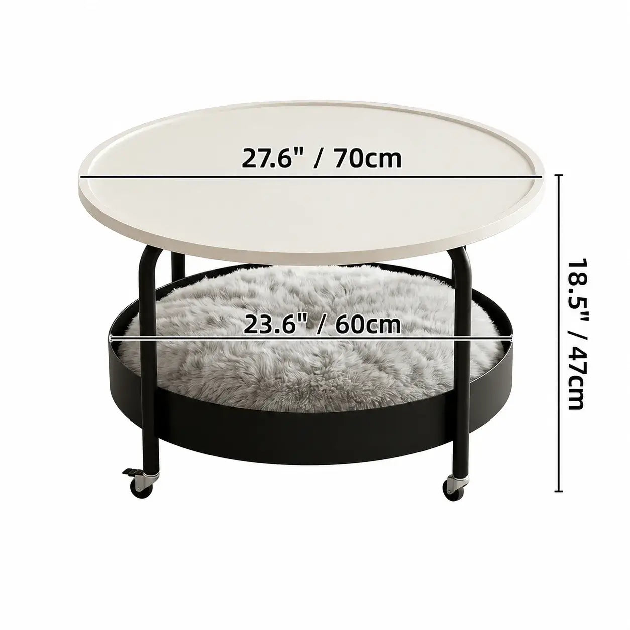 Multifunctional Pet-Friendly Coffee Table With Tiered Round Nest and Casters