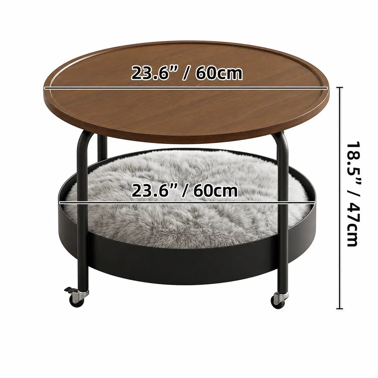 Multifunctional Pet-Friendly Coffee Table With Tiered Round Nest and Casters