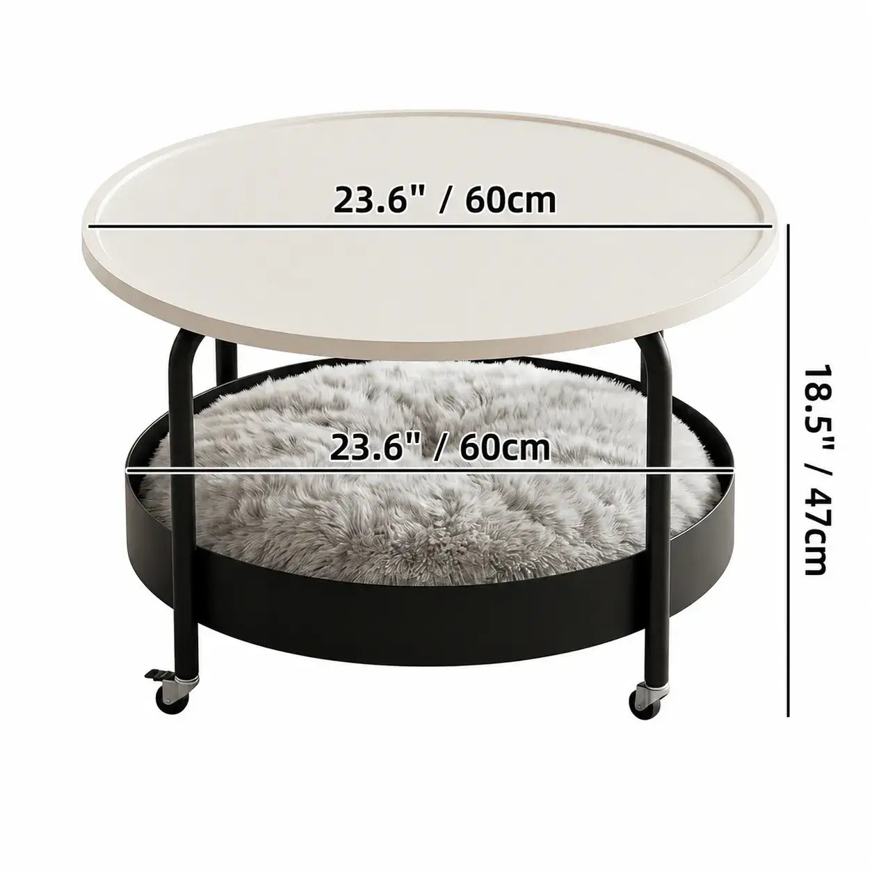 Multifunctional Pet-Friendly Coffee Table With Tiered Round Nest and Casters
