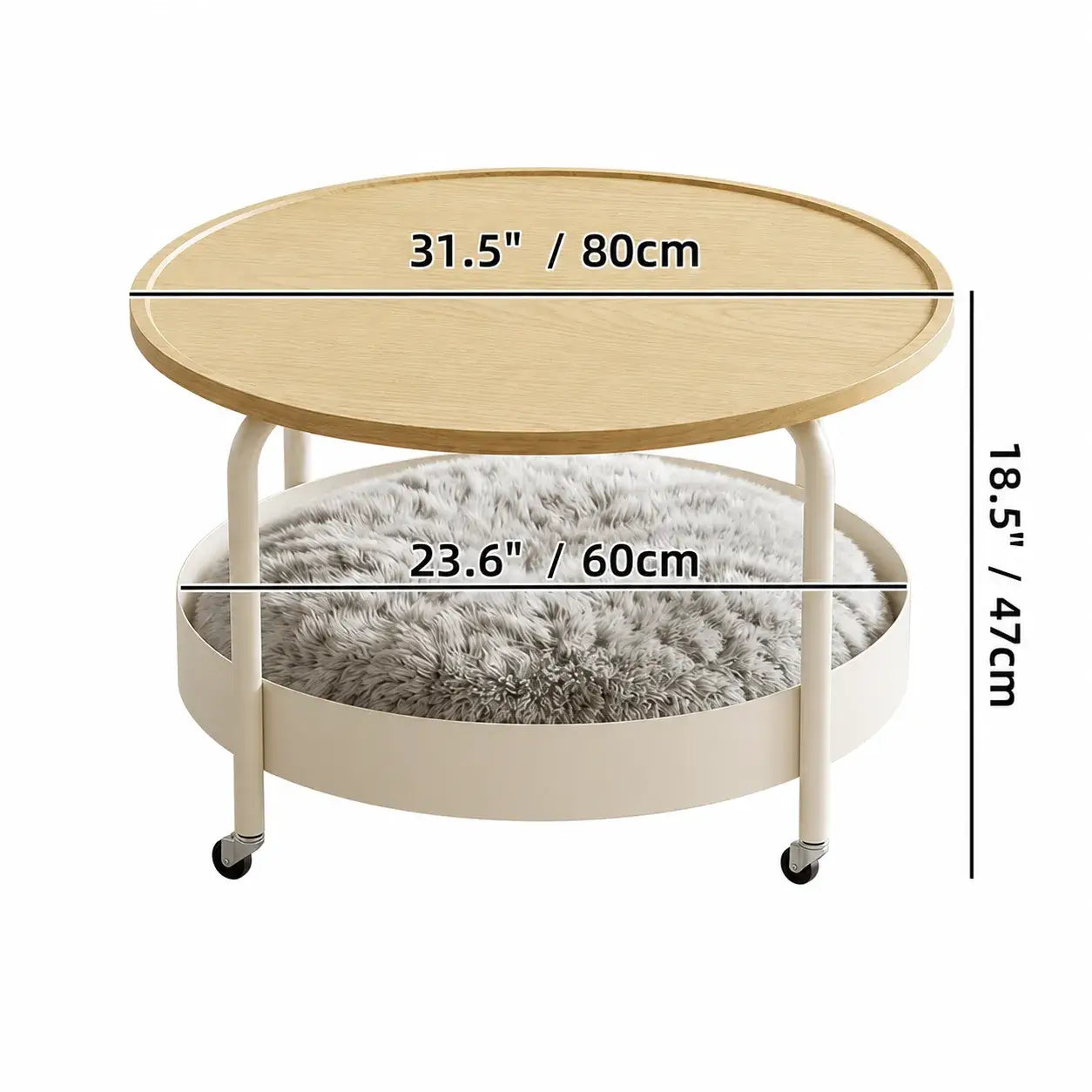 Multifunctional Pet-Friendly Coffee Table With Tiered Round Nest and Casters