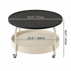 Multifunctional Pet-Friendly Coffee Table With Tiered Round Nest and Casters