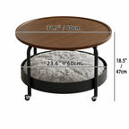 Multifunctional Pet-Friendly Coffee Table With Tiered Round Nest and Casters