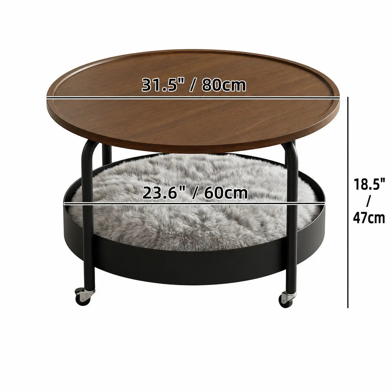 Multifunctional Pet-Friendly Coffee Table With Tiered Round Nest and Casters