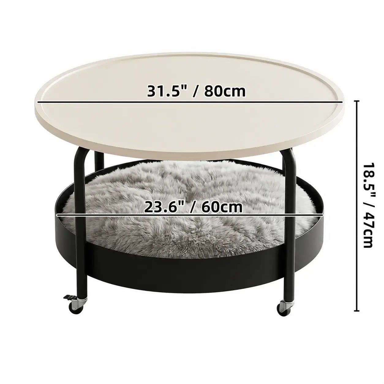 Multifunctional Pet-Friendly Coffee Table With Tiered Round Nest and Casters