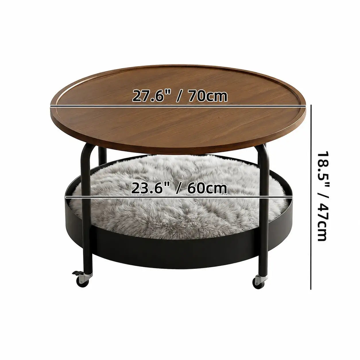 Multifunctional Pet-Friendly Coffee Table With Tiered Round Nest and Casters