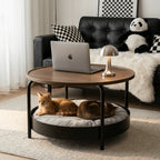 Multifunctional Pet-Friendly Coffee Table With Tiered Round Nest and Casters