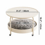 Multifunctional Pet-Friendly Coffee Table With Tiered Round Nest and Casters