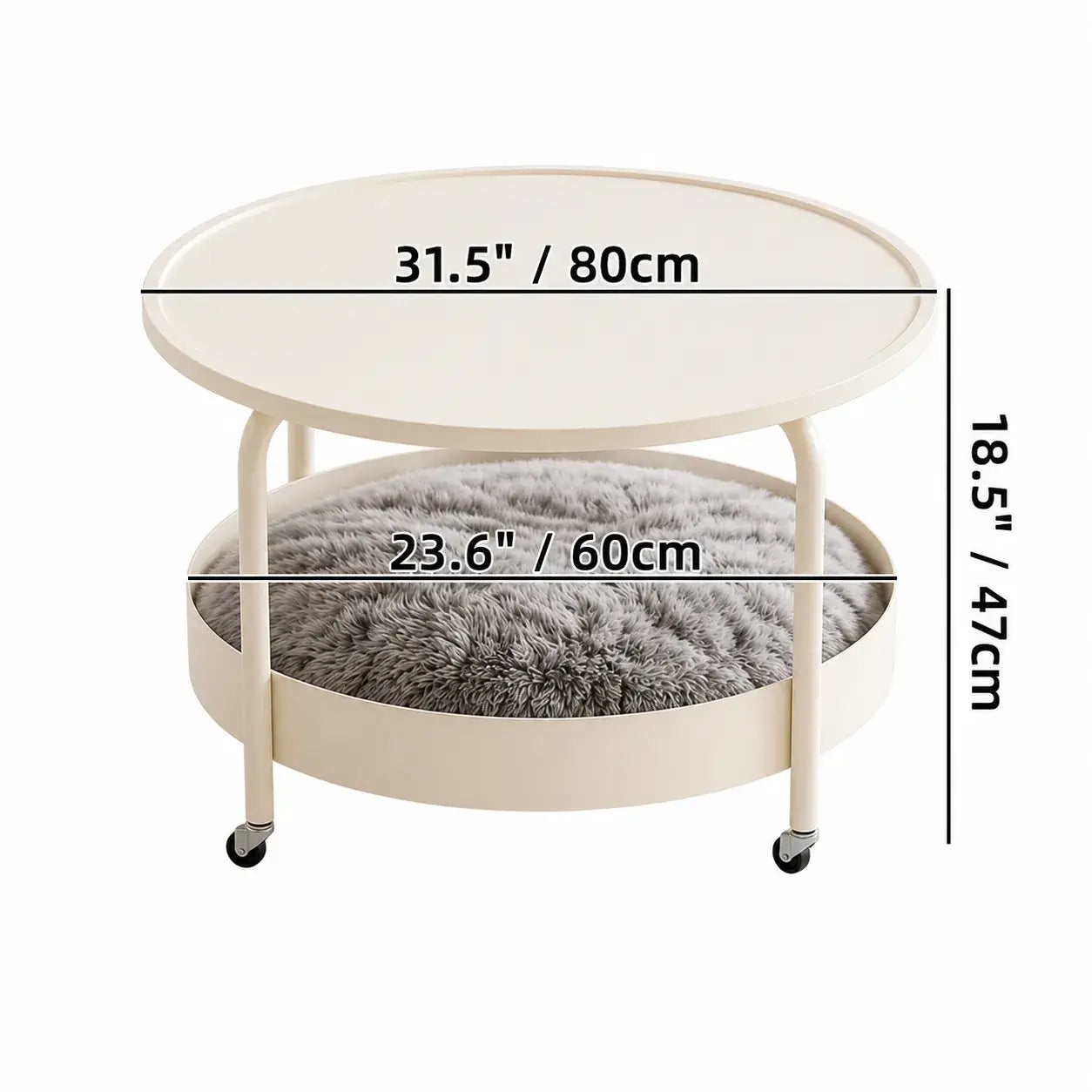 Multifunctional Pet-Friendly Coffee Table With Tiered Round Nest and Casters