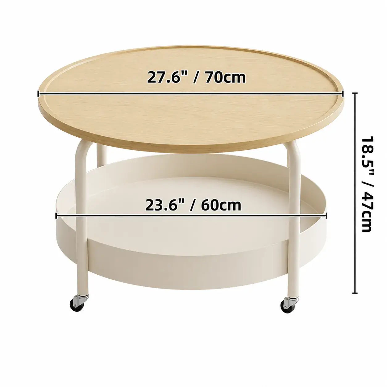 Multifunctional Pet-Friendly Coffee Table With Tiered Round Nest and Casters
