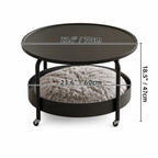 Multifunctional Pet-Friendly Coffee Table With Tiered Round Nest and Casters