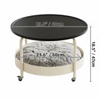 Multifunctional Pet-Friendly Coffee Table With Tiered Round Nest and Casters