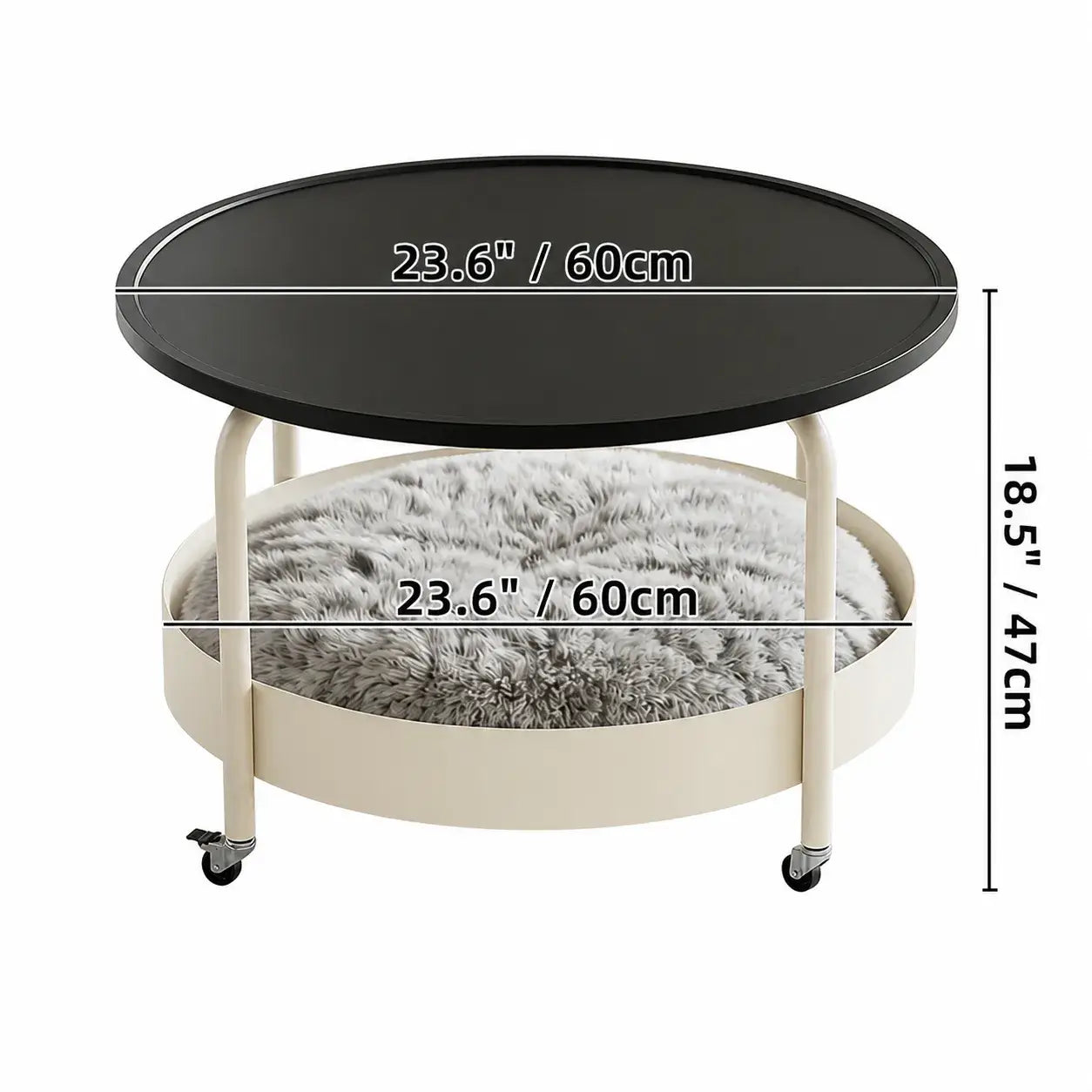 Multifunctional Pet-Friendly Coffee Table With Tiered Round Nest and Casters