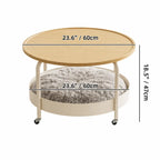 Multifunctional Pet-Friendly Coffee Table With Tiered Round Nest and Casters