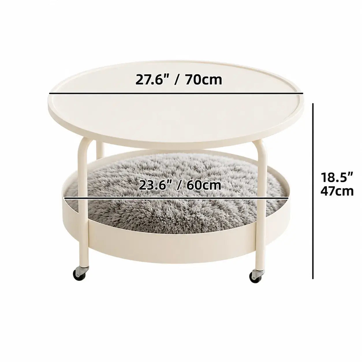 Multifunctional Pet-Friendly Coffee Table With Tiered Round Nest and Casters