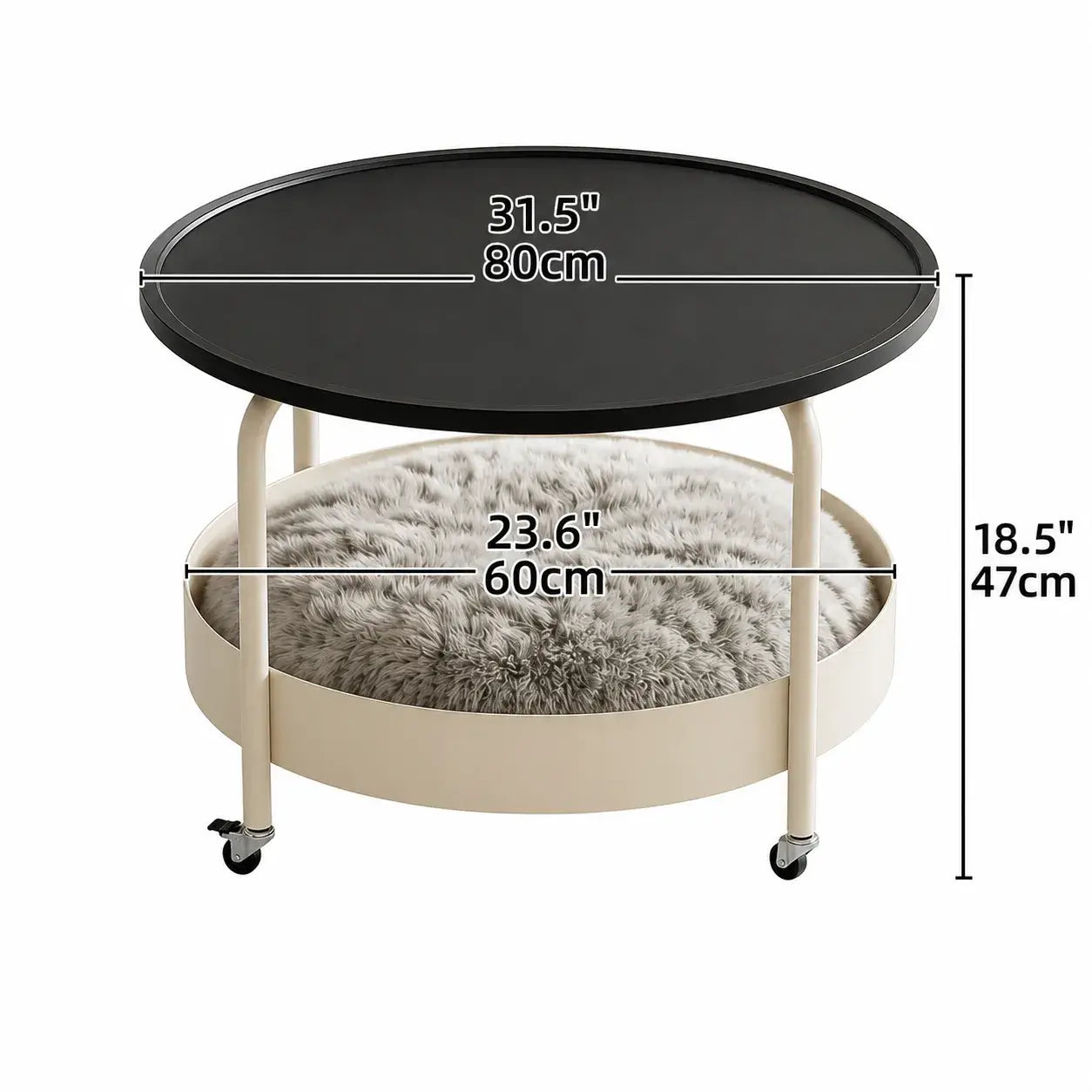 Multifunctional Pet-Friendly Coffee Table With Tiered Round Nest and Casters