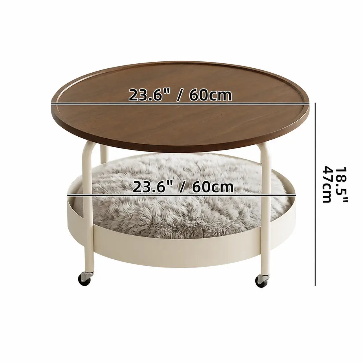 Multifunctional Pet-Friendly Coffee Table With Tiered Round Nest and Casters Dimensions