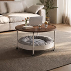 Multifunctional Pet-Friendly Coffee Table With Tiered Round Nest and Casters Main Product Image