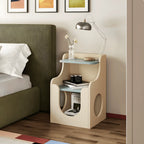 Multifunctional Pet-Friendly Nightstand with Sculptural Open Storage