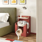 Multifunctional Pet-Friendly Nightstand with Sculptural Open Storage