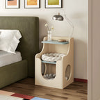 Multifunctional Pet-Friendly Nightstand with Sculptural Open Storage