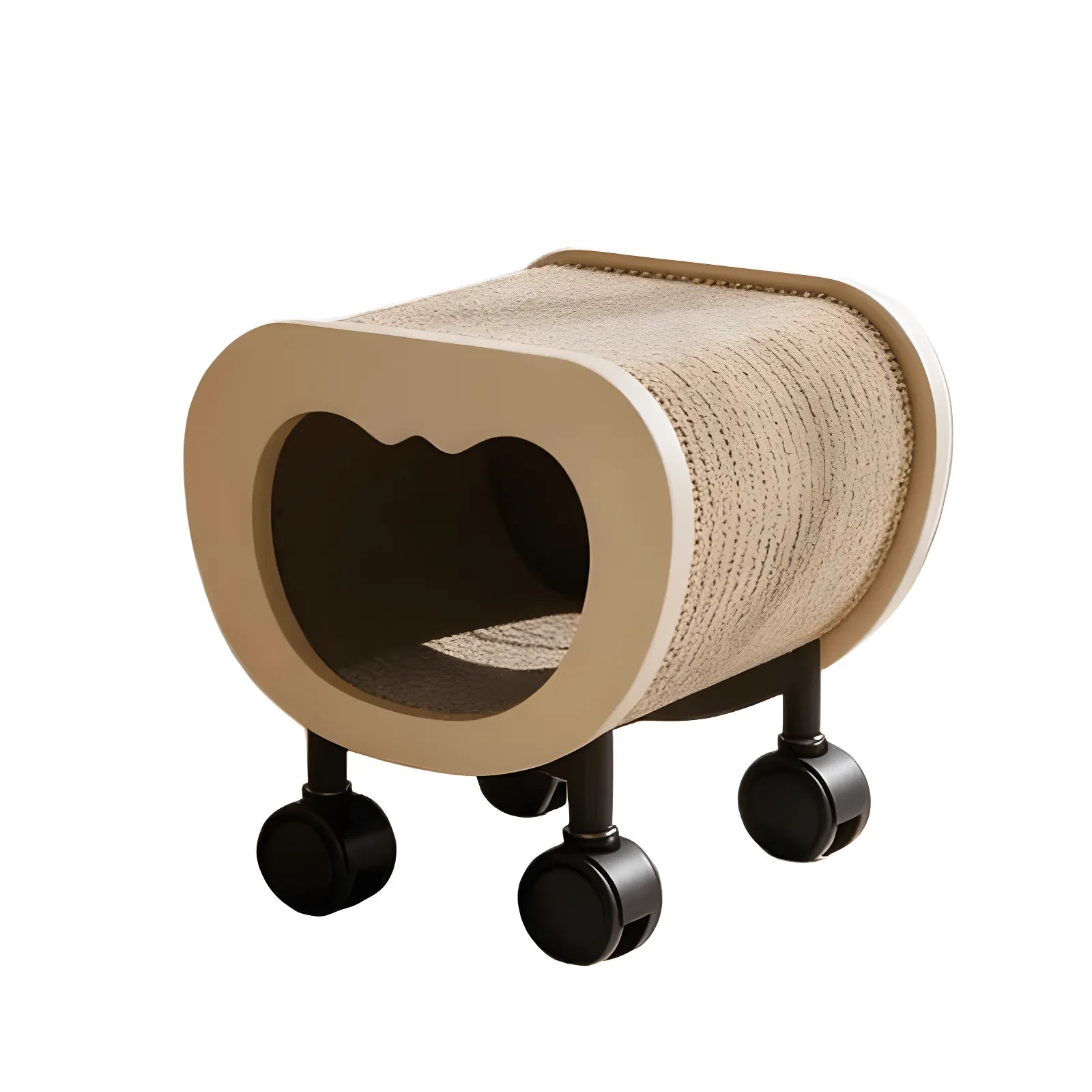 Multifunctional Pet-Friendly Vanity Stool With Sisal Cat Nook and Casters