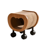 Multifunctional Pet-Friendly Vanity Stool With Sisal Cat Nook and Casters