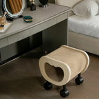 Multifunctional Pet-Friendly Vanity Stool With Sisal Cat Nook and Casters