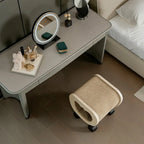 Multifunctional Pet-Friendly Vanity Stool With Sisal Cat Nook and Casters