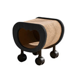 Multifunctional Pet-Friendly Vanity Stool With Sisal Cat Nook and Casters