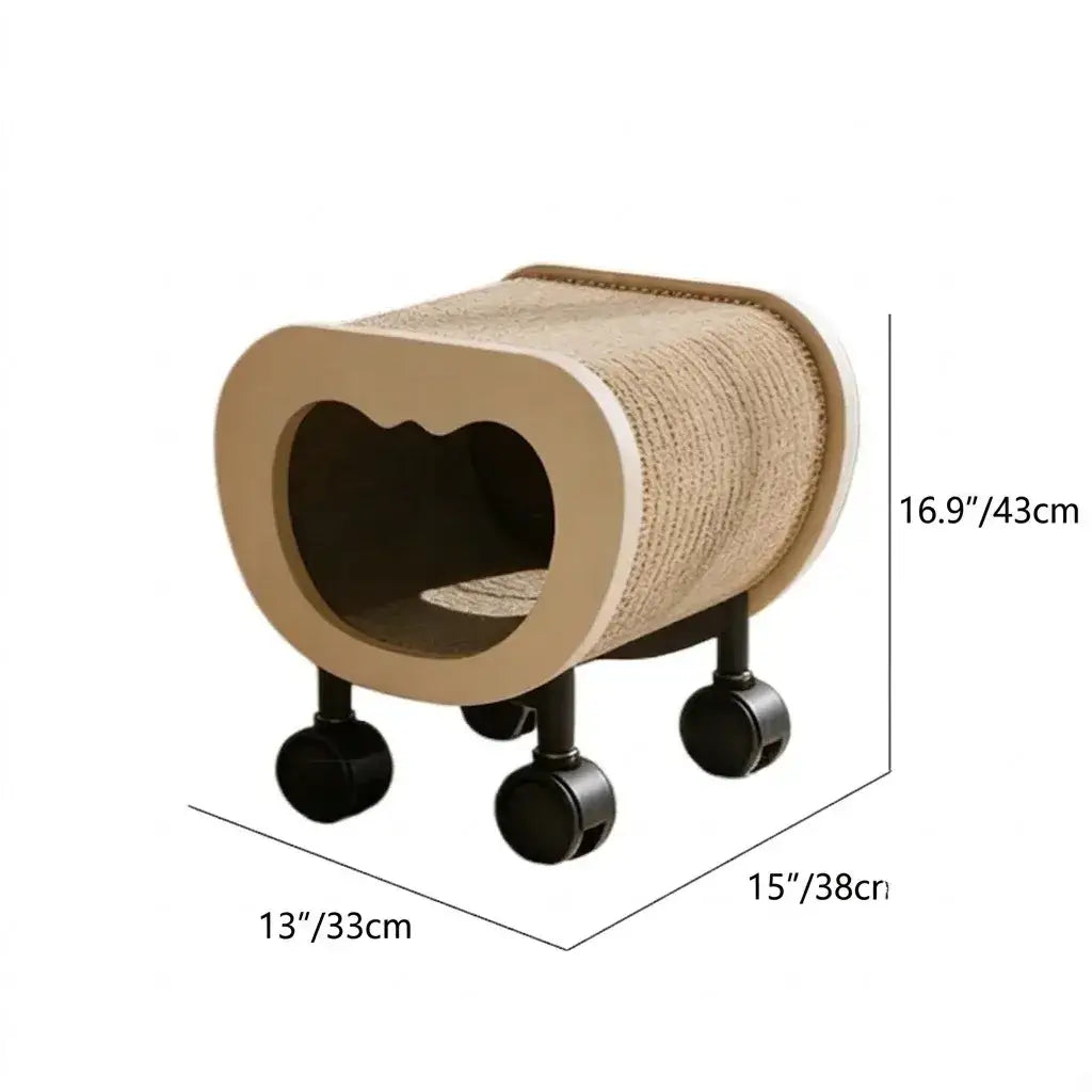 Multifunctional Pet-Friendly Vanity Stool With Sisal Cat Nook and Casters Dimensions