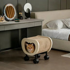 Multifunctional Pet-Friendly Vanity Stool With Sisal Cat Nook and Casters Main Product Image