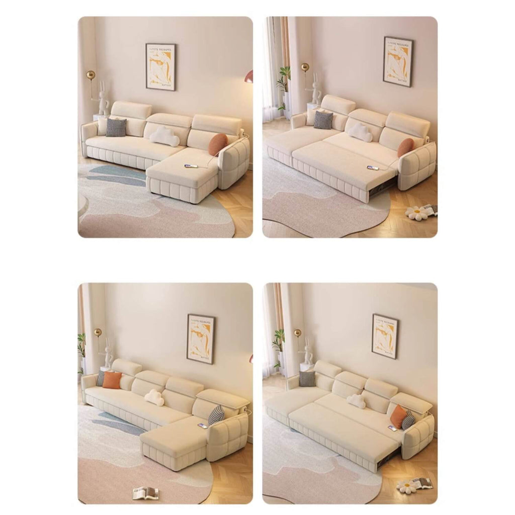 Multifunctional Sofa Bed with Ottoman Storage, Compact Design