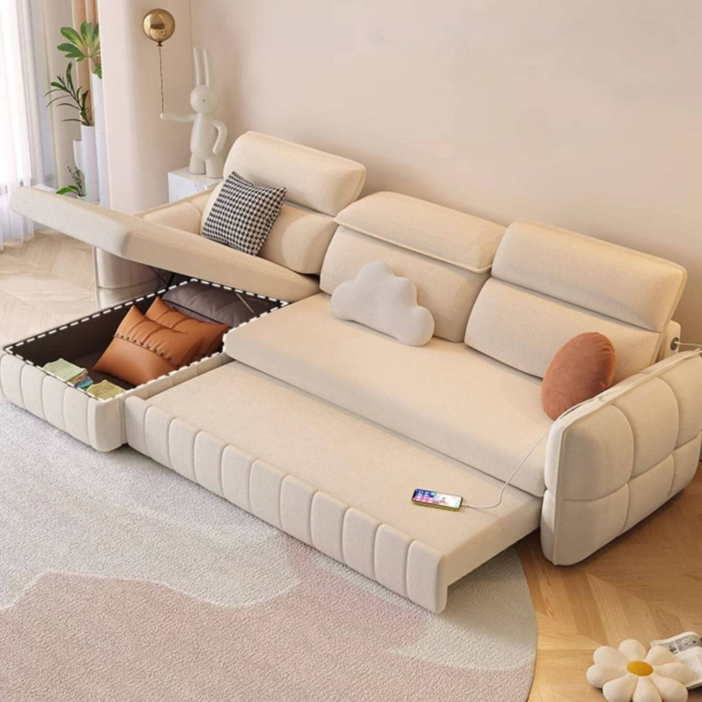 Multifunctional Sofa Bed with Ottoman Storage, Compact Design