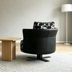 Mushroom Print Accent Swivel Chair with Sculptural Steel Base