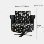 Mushroom Print Accent Swivel Chair with Sculptural Steel Base