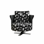 Mushroom Print Accent Swivel Chair with Sculptural Steel Base
