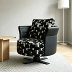 Mushroom Print Accent Swivel Chair with Sculptural Steel Base
