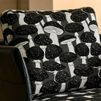 Mushroom Print Accent Swivel Chair with Sculptural Steel Base