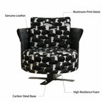Mushroom Print Accent Swivel Chair with Sculptural Steel Base