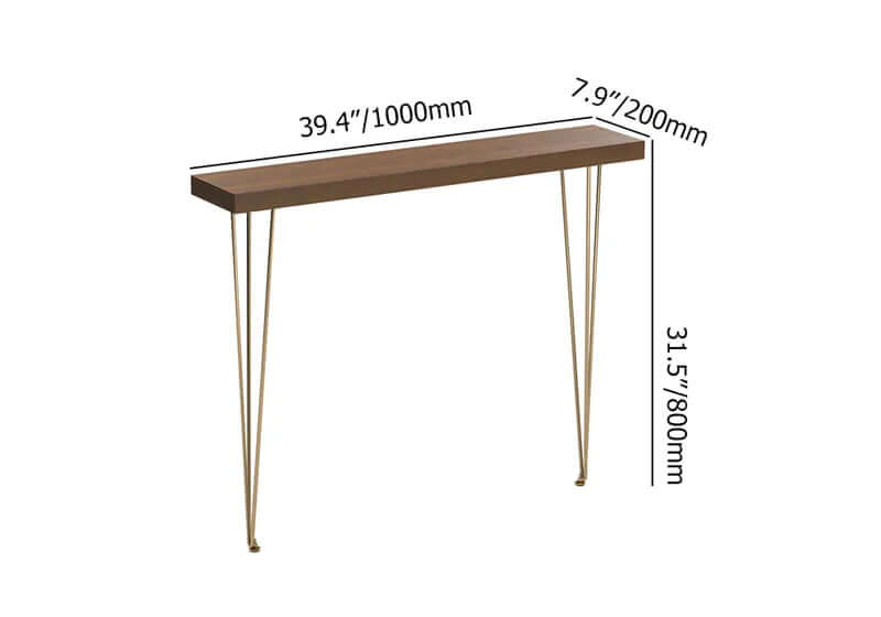 Narrow Rectangular Console Table With Walnut Top - 5 Sizes