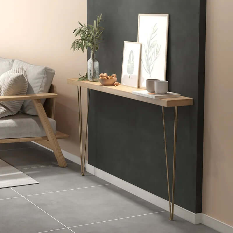 Narrow Rectangular Console Table With Walnut Top - 5 Sizes