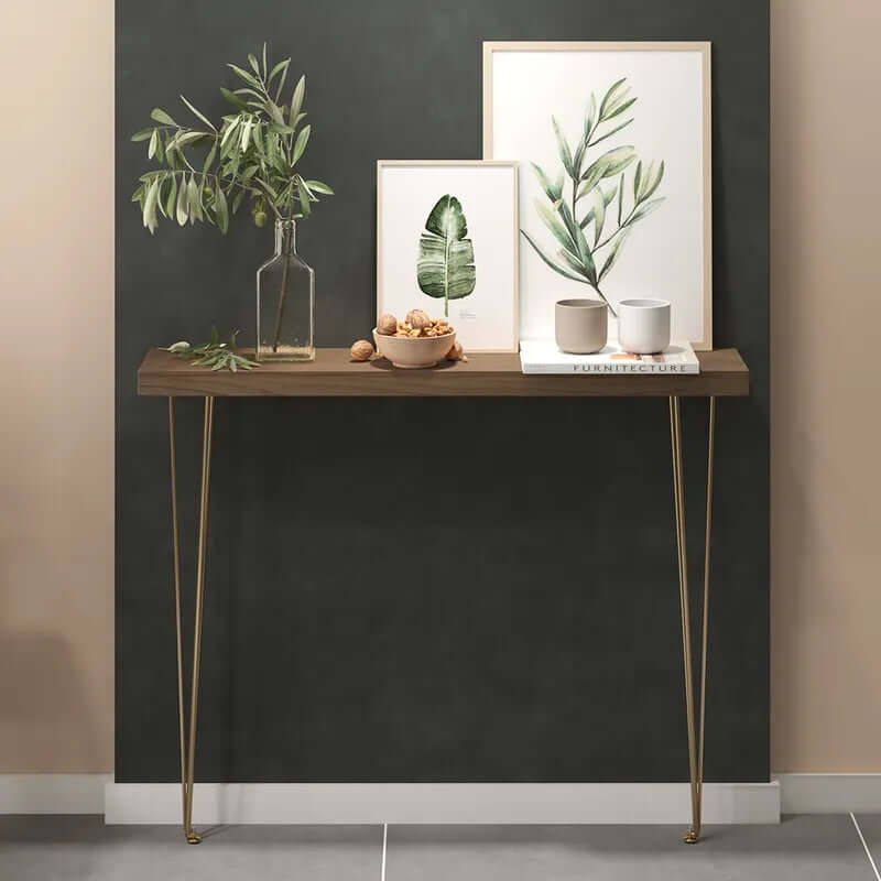 Narrow Rectangular Console Table With Walnut Top - 5 Sizes