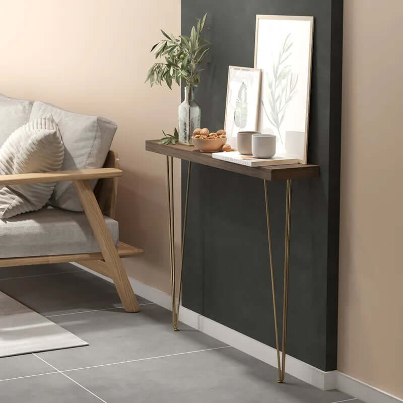 Narrow Rectangular Console Table With Walnut Top - 5 Sizes